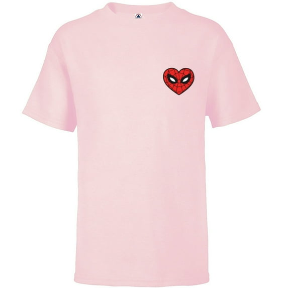 Marvel Spider-Man Valentine’s Day Love Sixties Heart Mask - Short Sleeve T-Shirt for Kids - Customized-Soft Pink
