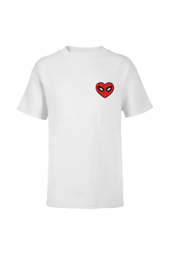 Spider-Man Valentine’s Day Love Sixties Heart Mask - Short Sleeve T-Shirt for Kids - Customized-White