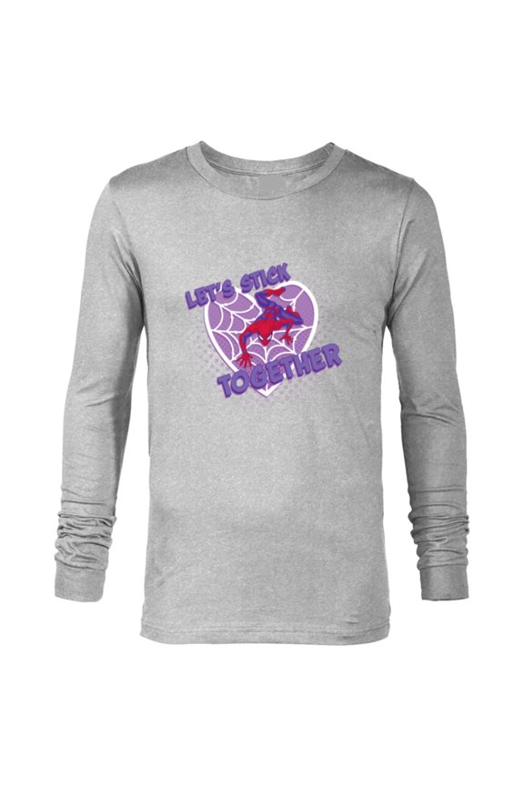 Spider-Man Valentine’s Web Heart Let’s Stick Together - Long Sleeve T-Shirt for Men - Customized-Athletic Heather