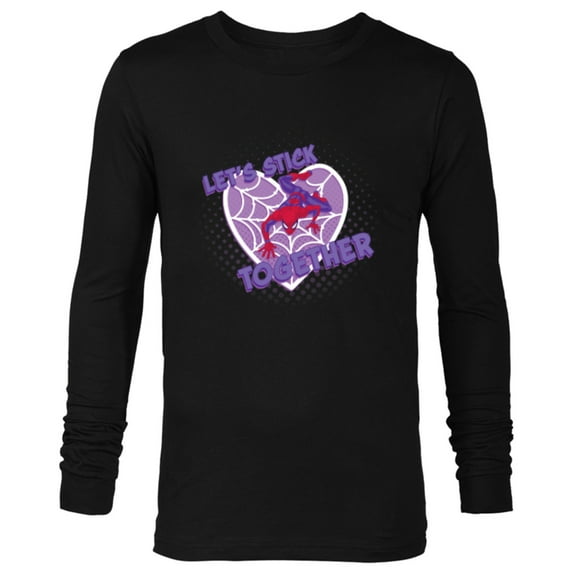 Marvel Spider-Man Valentine’s Web Heart Let’s Stick Together - Long Sleeve T-Shirt for Men - Customized-Black