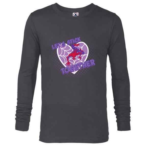 Marvel Spider-Man Valentine’s Web Heart Let’s Stick Together - Long Sleeve T-Shirt for Men - Customized-Charcoal Heather