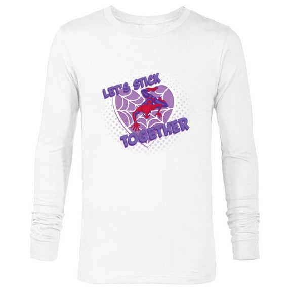 Marvel Spider-Man Valentine’s Web Heart Let’s Stick Together - Long Sleeve T-Shirt for Men - Customized-White
