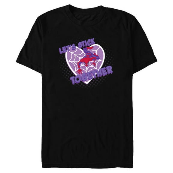 Marvel Spider-Man Valentine’s Web Heart Let’s Stick Together - Short Sleeve Blended T-Shirt for Adults - Customized-Black