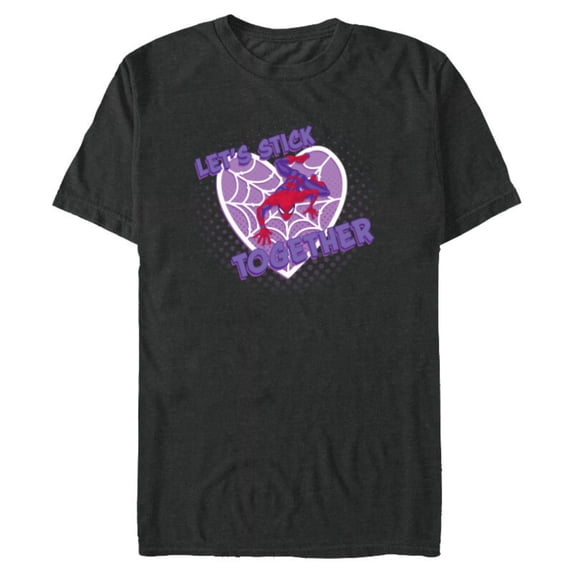 Marvel Spider-Man Valentine’s Web Heart Let’s Stick Together - Short Sleeve Blended T-Shirt for Adults - Customized-Dark Heather