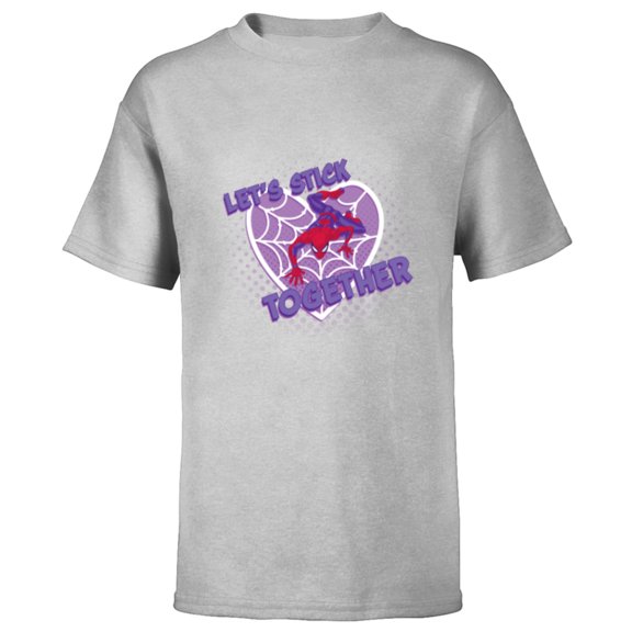 Marvel Spider-Man Valentine’s Web Heart Let’s Stick Together - Short Sleeve T-Shirt for Kids - Customized-Athletic Heather