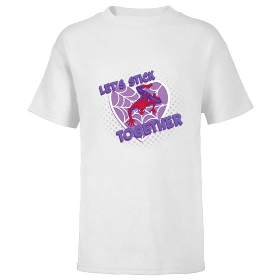 Marvel Spider-Man Valentine’s Web Heart Let’s Stick Together - Short Sleeve T-Shirt for Kids - Customized-White