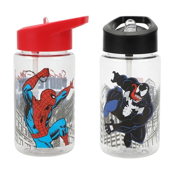 Marvel Spider-Man & Venom 2-Pack 14 Oz Plastic Water Bottle Set