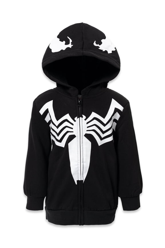 Spider-Man Big Boys' Cosplay Fleece Zip-Up Hoodie Venom Black