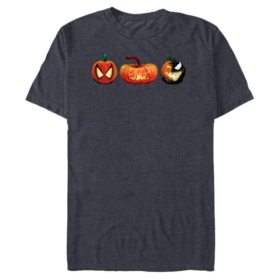 Marvel Spider-Man & Venom Halloween Pumpkin Jack-o’-Lanterns - Short Sleeve Blended T-Shirt for Adults - Customized-Navy Heather