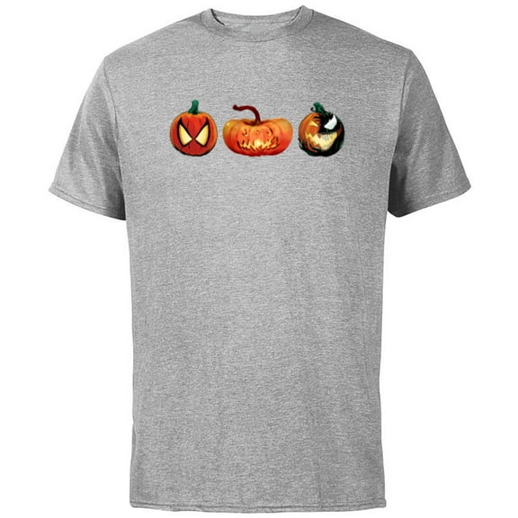 Marvel Spider-Man & Venom Halloween Pumpkin Jack-o’-Lanterns - Short Sleeve Cotton T-Shirt for Adults - Customized-Athletic Heather
