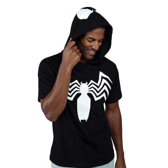 Marvel Spider-Man Men's Cosplay Hooded T-Shirt Black Venom