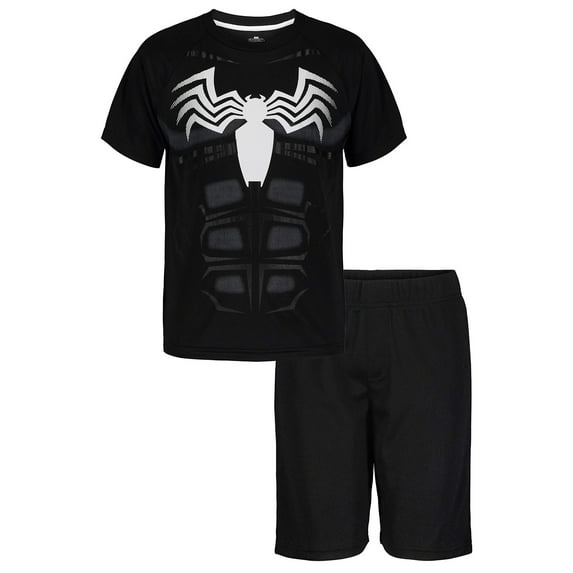 Marvel Spider-Man Venom Little Boys T-Shirt and Bike Shorts Mesh Outfit Set Toddler to Big Kid