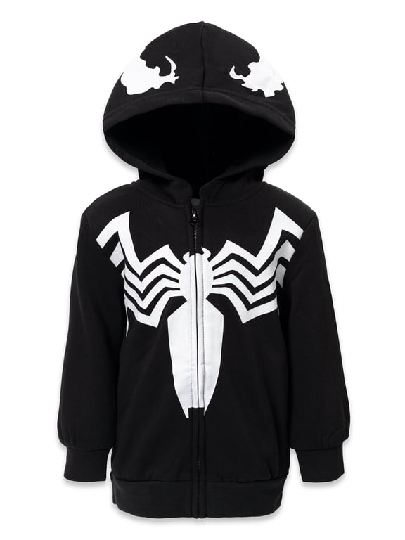 Spider-Man Little Boys' Cosplay Fleece Zip-Up Hoodie Venom Black