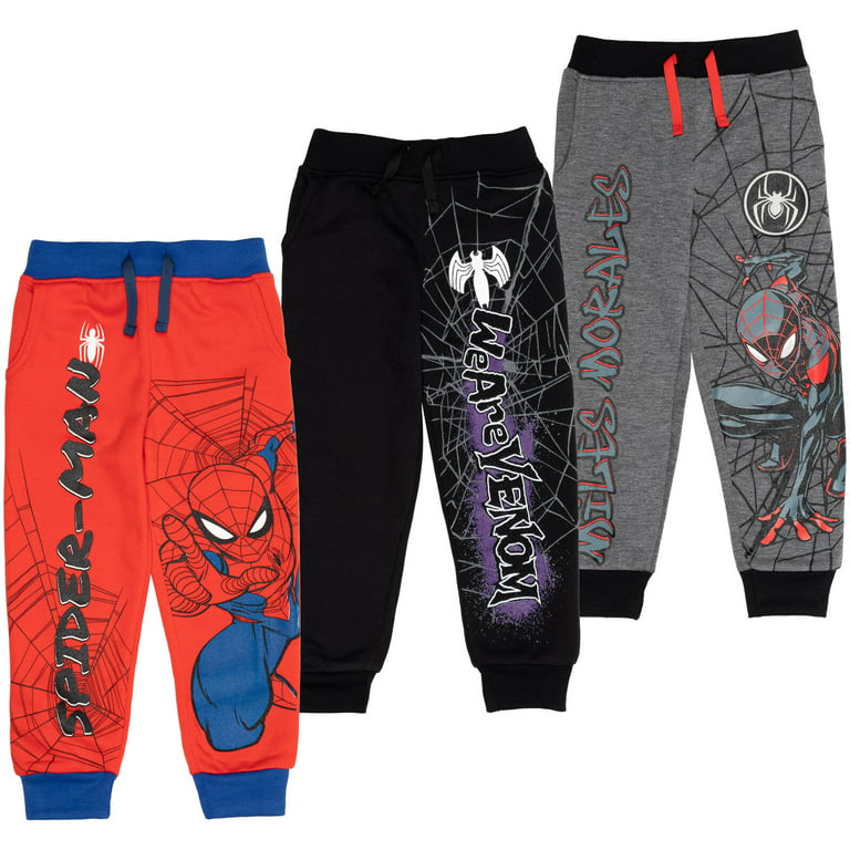 Marvel Spider-Man Venom Miles Morales Big Boys Fleece 3 Pack Pants / 10-12