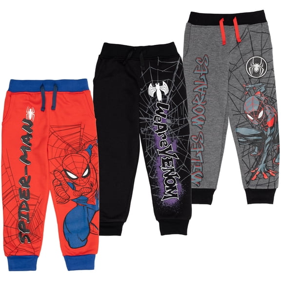 Marvel Spider-Man Venom Miles Morales Little Boys Fleece 3 Pack Pants / 7-8