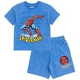 thumbnail image 1 of Marvel Spider-Man Vintage Drop Shoulder T-Shirt and Shorts Outfit Set Toddler to Big Kid, 1 of 5