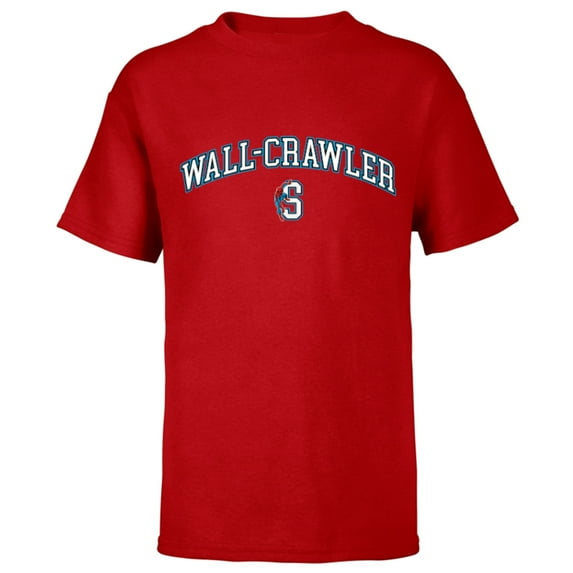 Marvel Spider-Man Wall-Crawler Letter S Retro Collegiate- Short Sleeve T-Shirt for Kids - Customized-Red