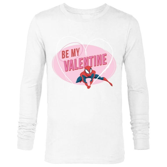 Marvel Spider-Man Web Heart Love Romantic Be My Valentine - Long Sleeve T-Shirt for Men - Customized-White