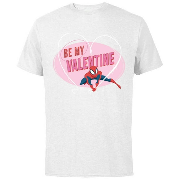 Marvel Spider-Man Web Heart Love Romantic Be My Valentine - Short Sleeve Cotton T-Shirt for Adults - Customized-White