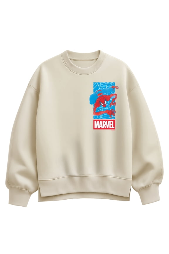 - Spider-Man Web Logo - Women's Oversized Fleece Crew Sweatshirt