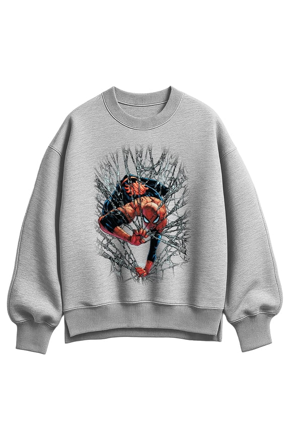 - Spider-Man Webs Render - Women's Oversized Fleece Crew Sweatshirt