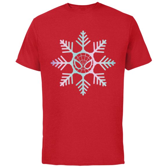 Marvel Spider-Man Winter Holiday Snowflake Logo - Short Sleeve Cotton T-Shirt for Adults - Customized-Red
