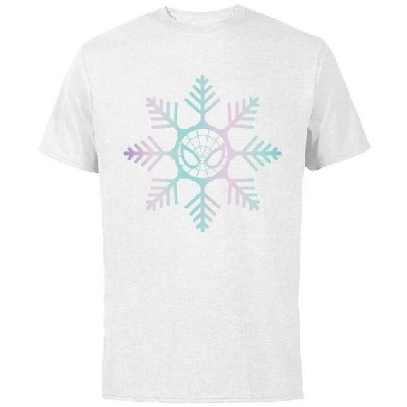 Marvel Spider-Man Winter Holiday Snowflake Logo - Short Sleeve Cotton T-Shirt for Adults - Customized-White