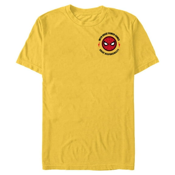 Marvel Spider-Man With Great Power Great Responsibility Icon - Short Sleeve Blended T-Shirt for Adults - Customized-Yellow