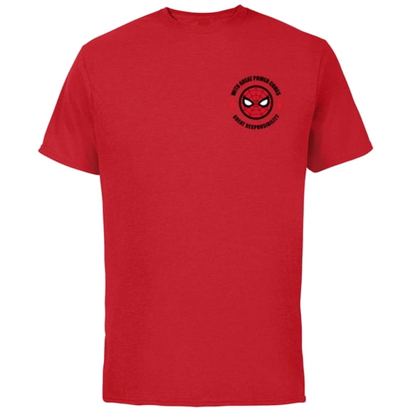 Marvel Spider-Man With Great Power Great Responsibility Icon - Short Sleeve Cotton T-Shirt for Adults - Customized-Red