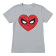 thumbnail image 1 of Marvel Spider-Man Women's Heart Face Icon T-Shirt (Sport Grey, S-XXL), 1 of 4