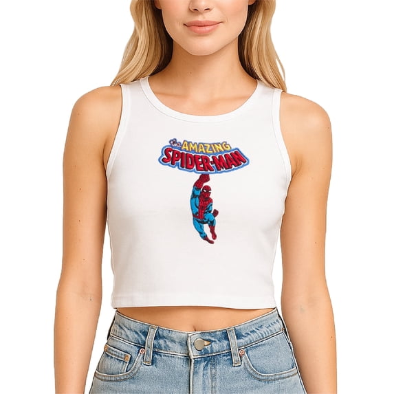 Marvel Spider-Man Womens Graphic Tees Short Sleeve Crop Top & Tank Top Graphic T-Shirts for Women