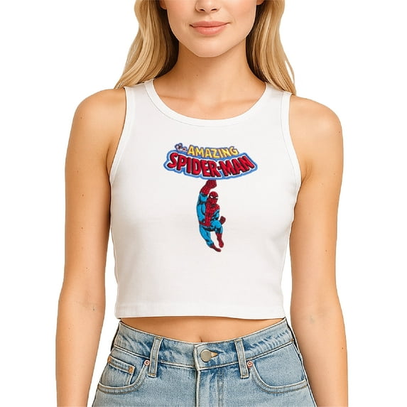 Marvel Spider-Man Womens Graphic Tees - Short Sleeve Crop Top & Tank Top Graphic T-Shirts for Women (S-XL)