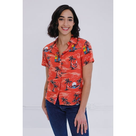 Marvel Spider-Man Womens Matching Family Hawaiian Button Down Shirt Adult