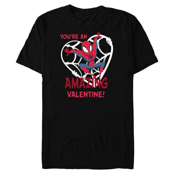 Marvel Spider-Man You’re an Amazing Valentine Romantic - Short Sleeve Blended T-Shirt for Adults - Customized-Black