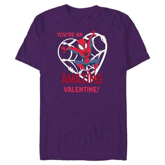 Marvel Spider-Man You’re an Amazing Valentine Romantic - Short Sleeve Blended T-Shirt for Adults - Customized-Purple