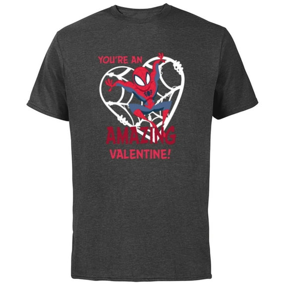 Marvel Spider-Man You’re an Amazing Valentine Romantic - Short Sleeve Cotton T-Shirt for Adults - Customized-Charcoal