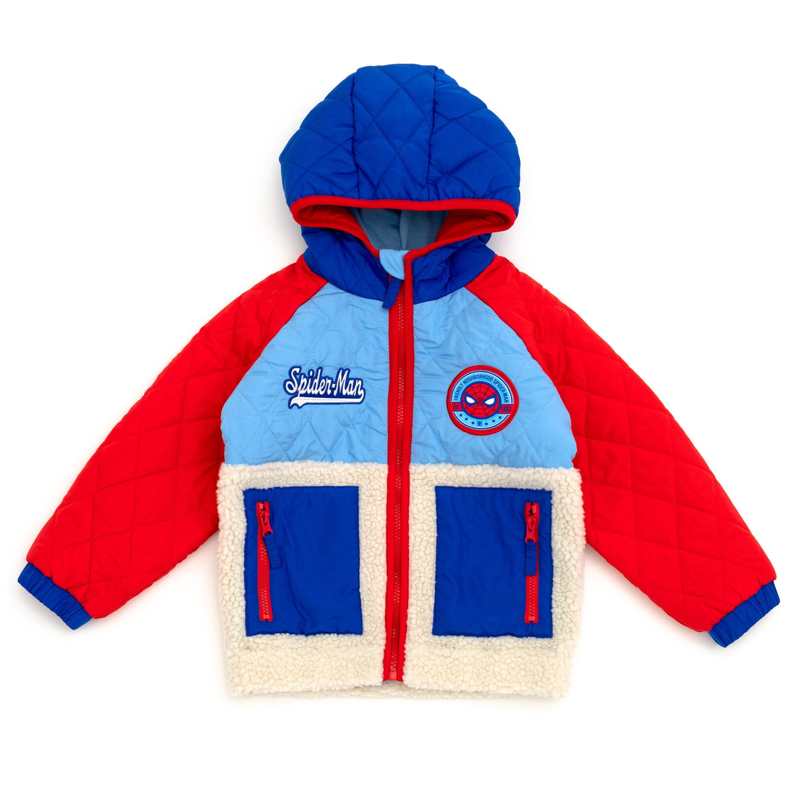 Marvel, Spider-Man Zip Up Jacket, 3T, Red Cozy Sherpa Winter Coat