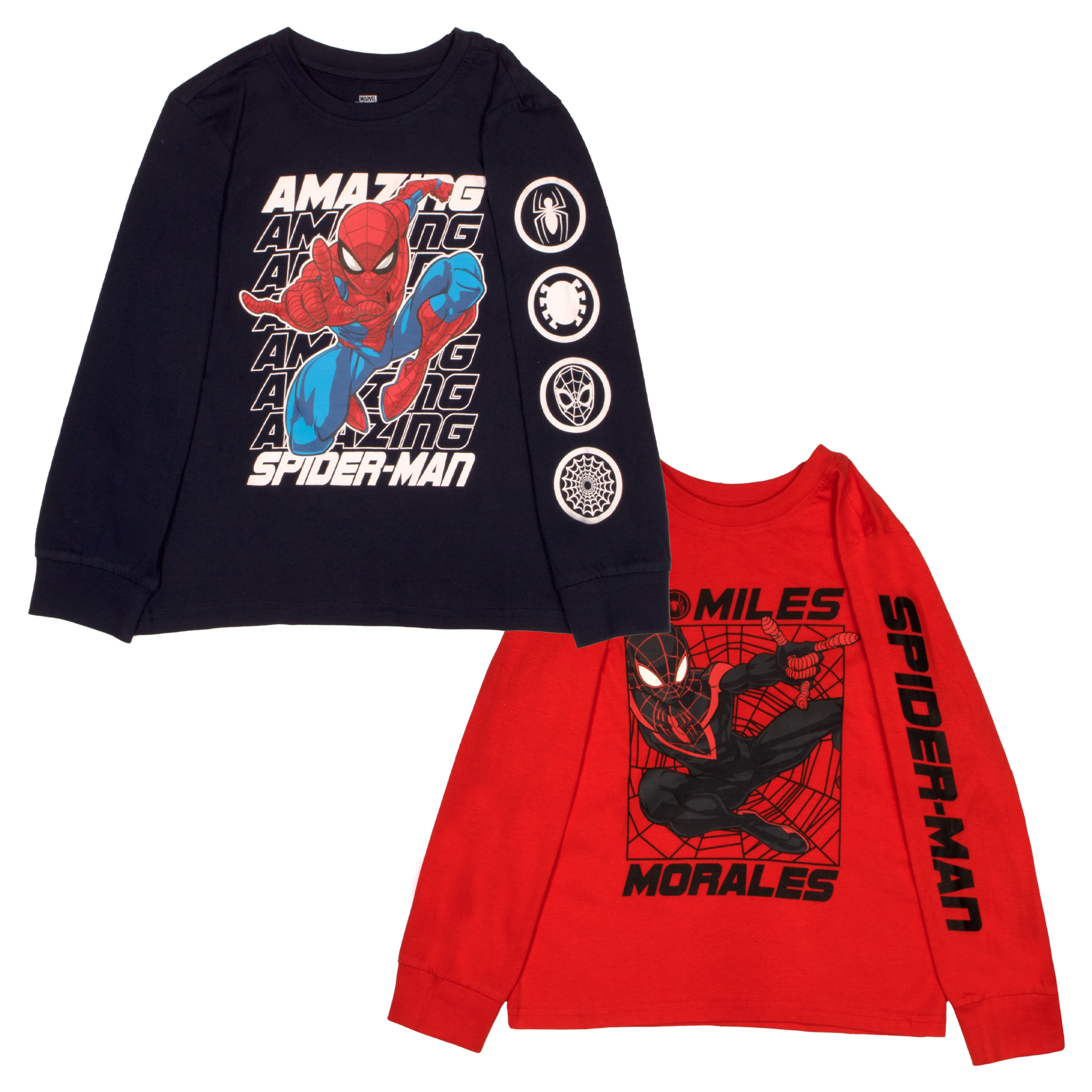  Marvel Boys' Spider-Man T-Shirt - 4 Pack Miles Morales  Spider-Verse Super Hero Graphic Tee (4-16), Size 7, Marvel Avengers Powsse:  Clothing, Shoes & Jewelry