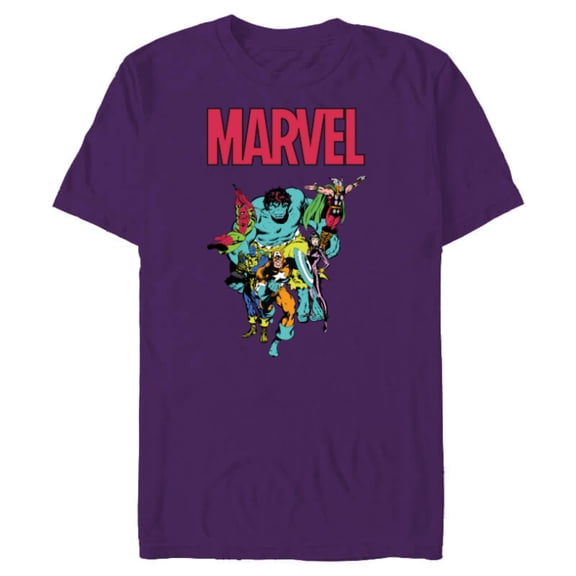 Marvel Spider-Man and Avengers Retro Silver Age Super Heroes - Short Sleeve Blended T-Shirt for Adults - Customized-Purple