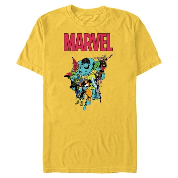 Marvel Spider-Man and Avengers Retro Silver Age Super Heroes - Short Sleeve Blended T-Shirt for Adults - Customized-Yellow