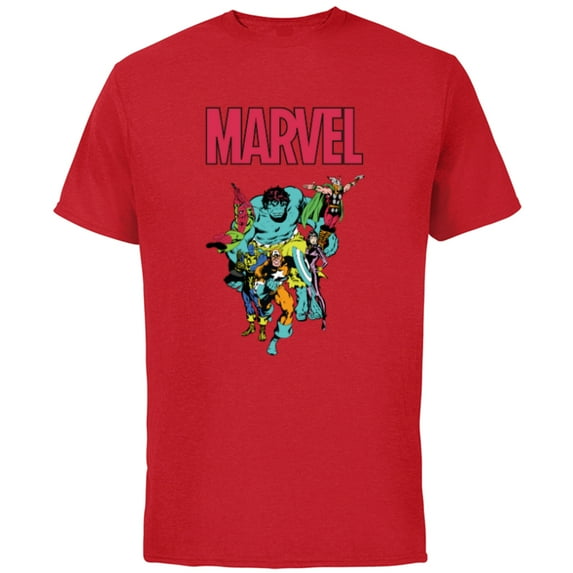 Marvel Spider-Man and Avengers Retro Silver Age Super Heroes - Short Sleeve Cotton T-Shirt for Adults - Customized-Red