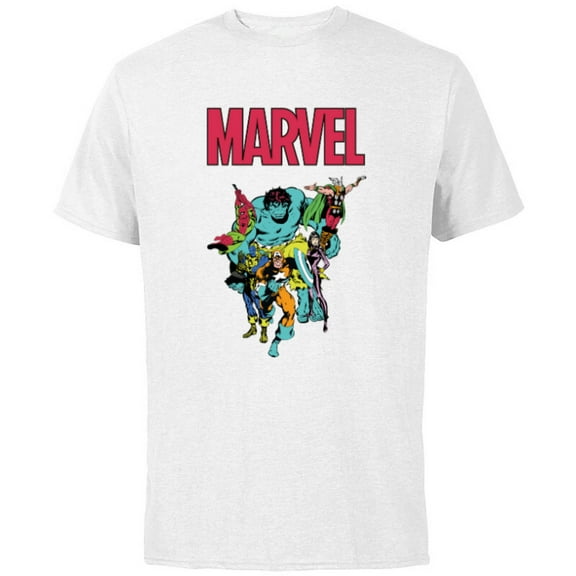 Marvel Spider-Man and Avengers Retro Silver Age Super Heroes - Short Sleeve Cotton T-Shirt for Adults - Customized-White