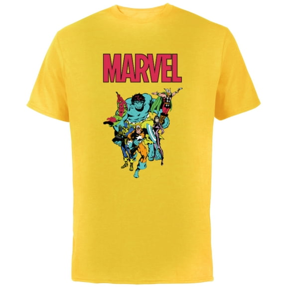 Marvel Spider-Man and Avengers Retro Silver Age Super Heroes - Short Sleeve Cotton T-Shirt for Adults - Customized-Yellow