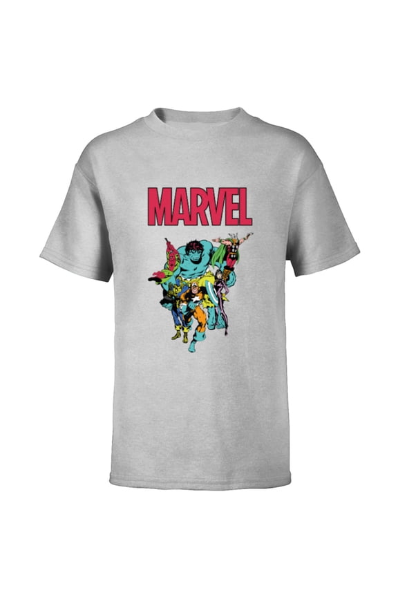 Spider-Man and Avengers Retro Silver Age Super Heroes - Short Sleeve T-Shirt for Kids - Customized-Athletic Heather