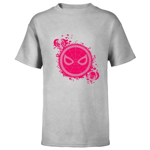 Marvel Spider-Man and Ghost-Spider Hearts Valentine's Day - Short Sleeve T-Shirt for Kids - Customized-Athletic Heather