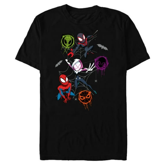 Marvel Spider-Man and Spider-Verse Pals Halloween Adventure - Short Sleeve Blended T-Shirt for Adults - Customized-Black Snow Heather