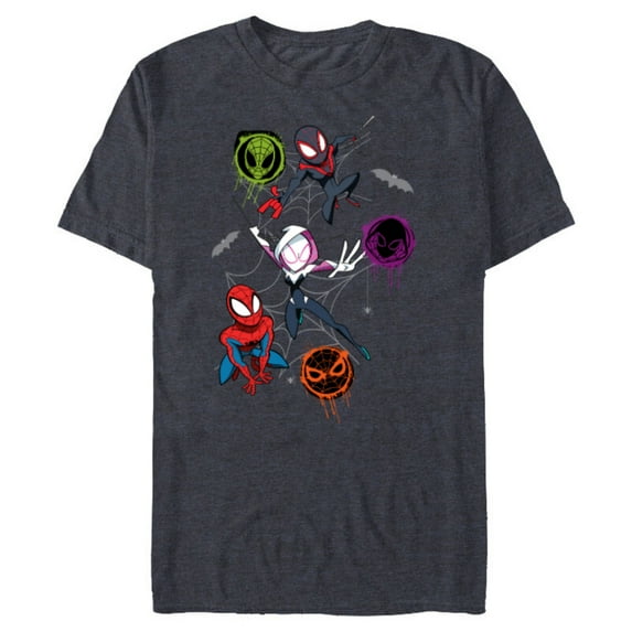 Marvel Spider-Man and Spider-Verse Pals Halloween Adventure - Short Sleeve Blended T-Shirt for Adults - Customized-Denim Snow Heather
