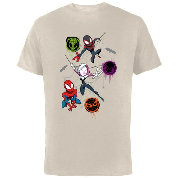 Marvel Spider-Man and Spider-Verse Pals Halloween Adventure - Short Sleeve Cotton T-Shirt for Adults - Customized-Natural