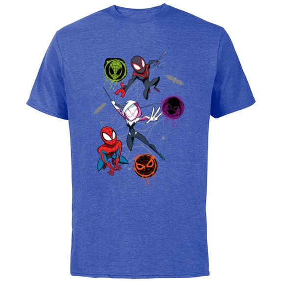 Marvel Spider-Man and Spider-Verse Pals Halloween Adventure - Short Sleeve Cotton T-Shirt for Adults - Customized-Royal Heather