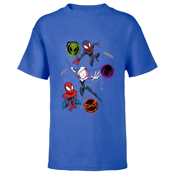 Marvel Spider-Man and Spider-Verse Pals Halloween Adventure - Short Sleeve T-Shirt for Kids - Customized-Royal